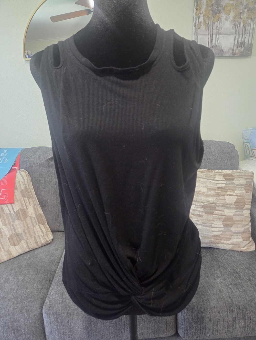 SHEIN Black Twist-Knot Sleeveless Tank Top